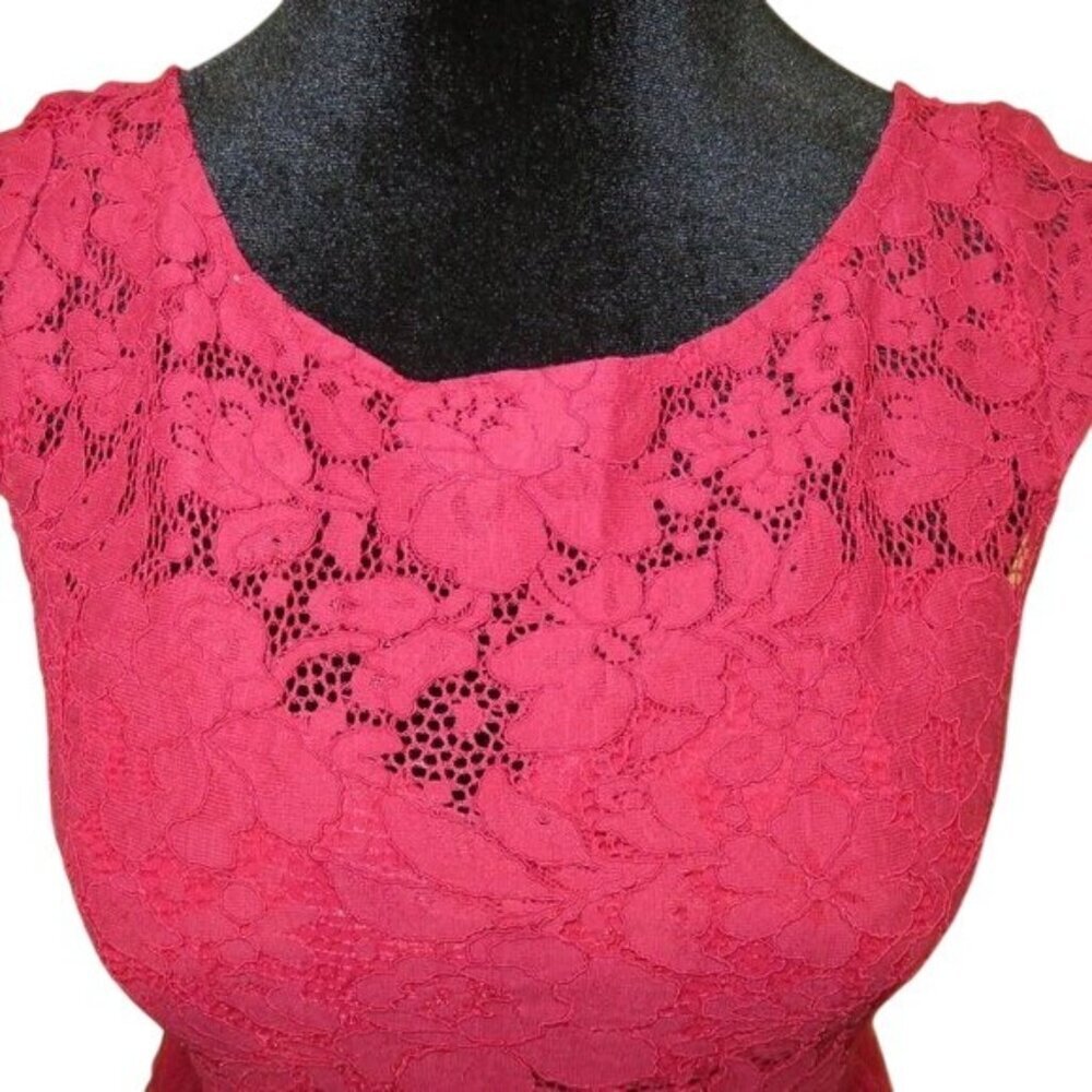 iEFIEL Red Satin Lace Chiffon Formal Gown Floor Length Prom Dress sz 6 Beautiful - Picture 8 of 8